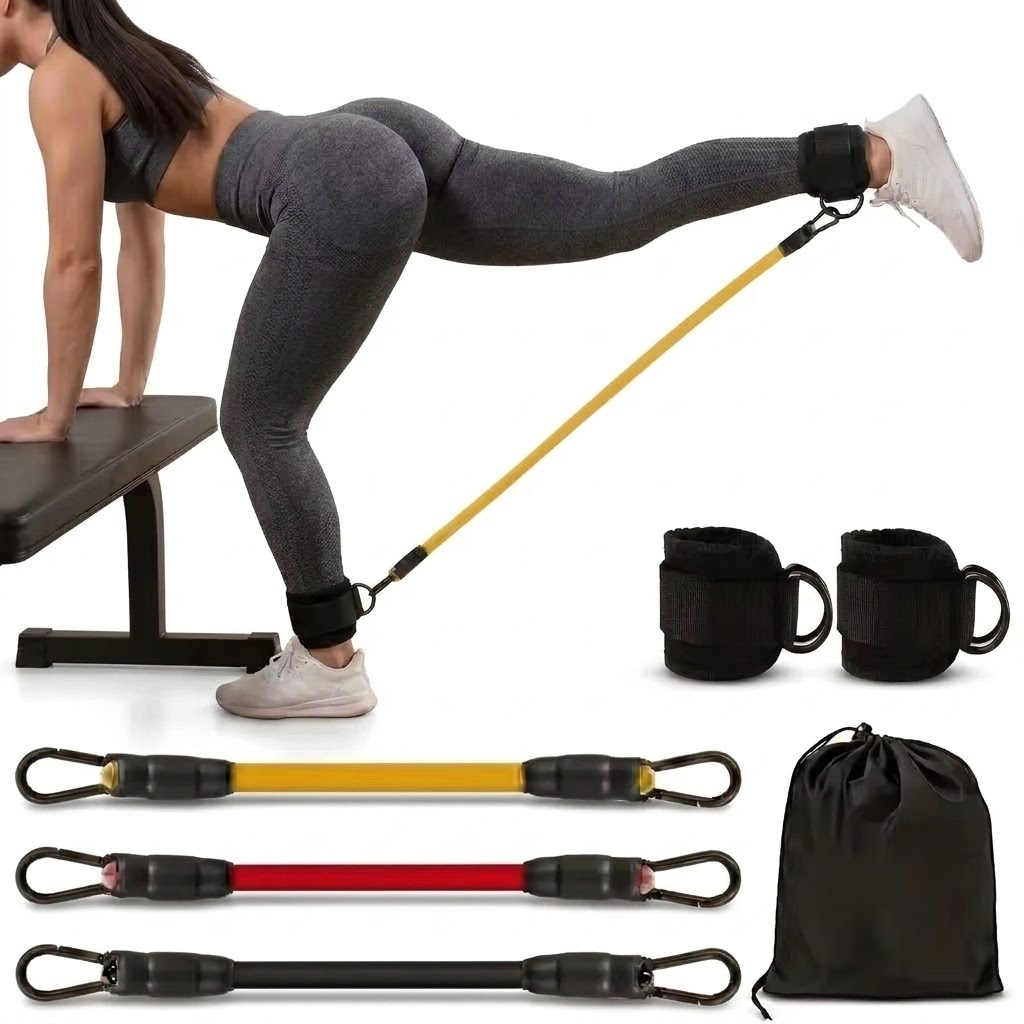 Resistance Bands Set With Handles - مجموعة أربطة مقاومة للكاحل مكونة من