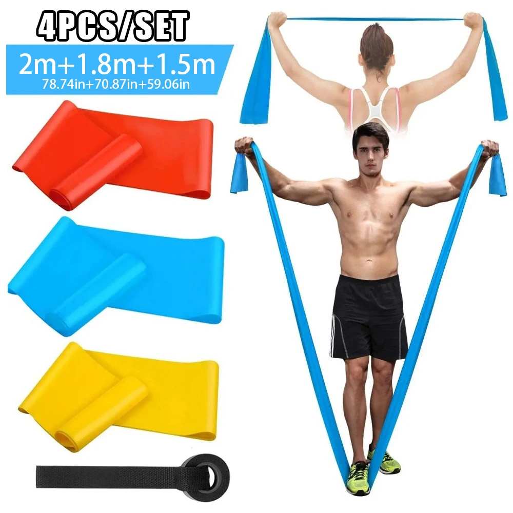 Pilates Bar Kit With Resistance Bands - 4 قطعة/المجموعة مرونة اللياقة البدنية العصابات