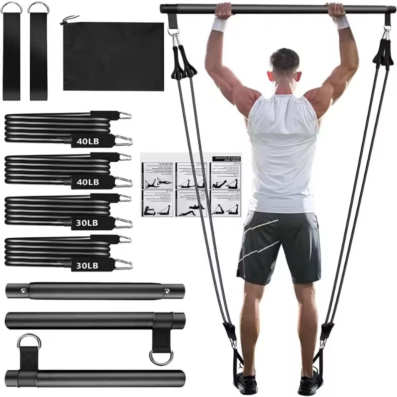 طقم بار بيلاتيس مع أشرطة مقاوم - مراجعة Pilates Bar Kit With Resistance Bands وسعره