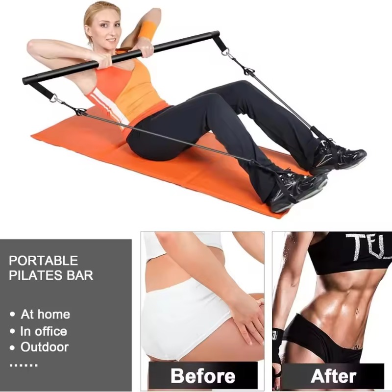 طقم بار بيلاتيس مع أشرطة مقاوم - مراجعة Pilates Bar Kit With Resistance Bands وسعره