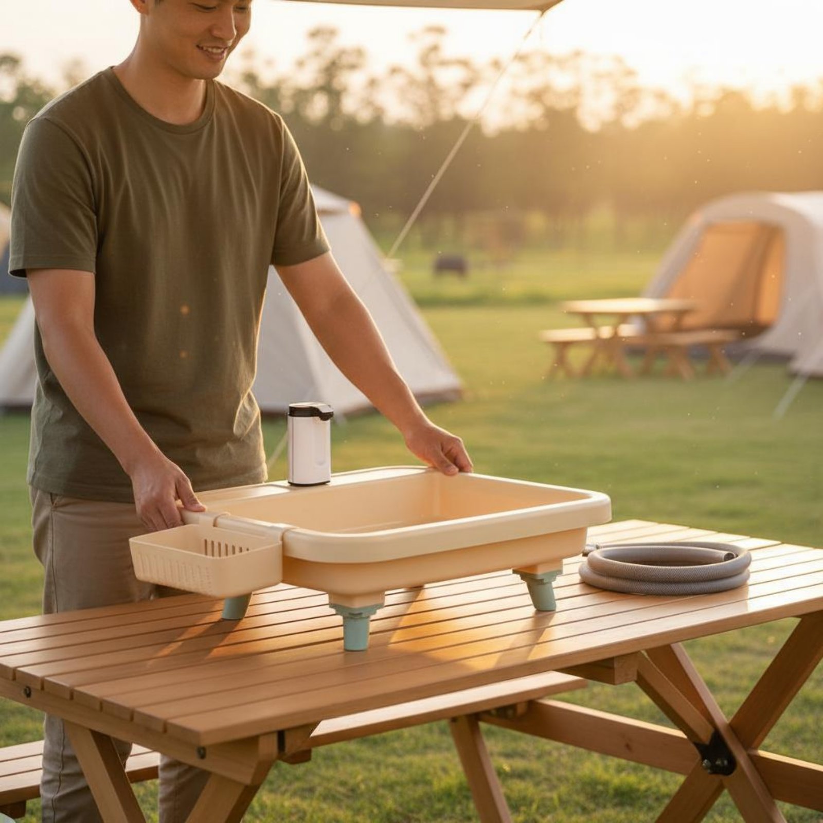 محطة غسيل يدوية محمولة بزر واح - مراجعة Camping وسعره